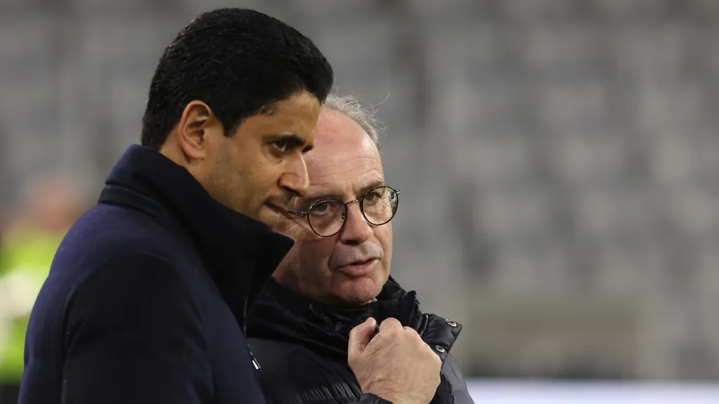 Luis Campos con Al-Khelaifi, dueño del PSG (Foto: Getty)