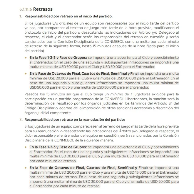 Uno de los extractos del reglamento de CONMEBOL.