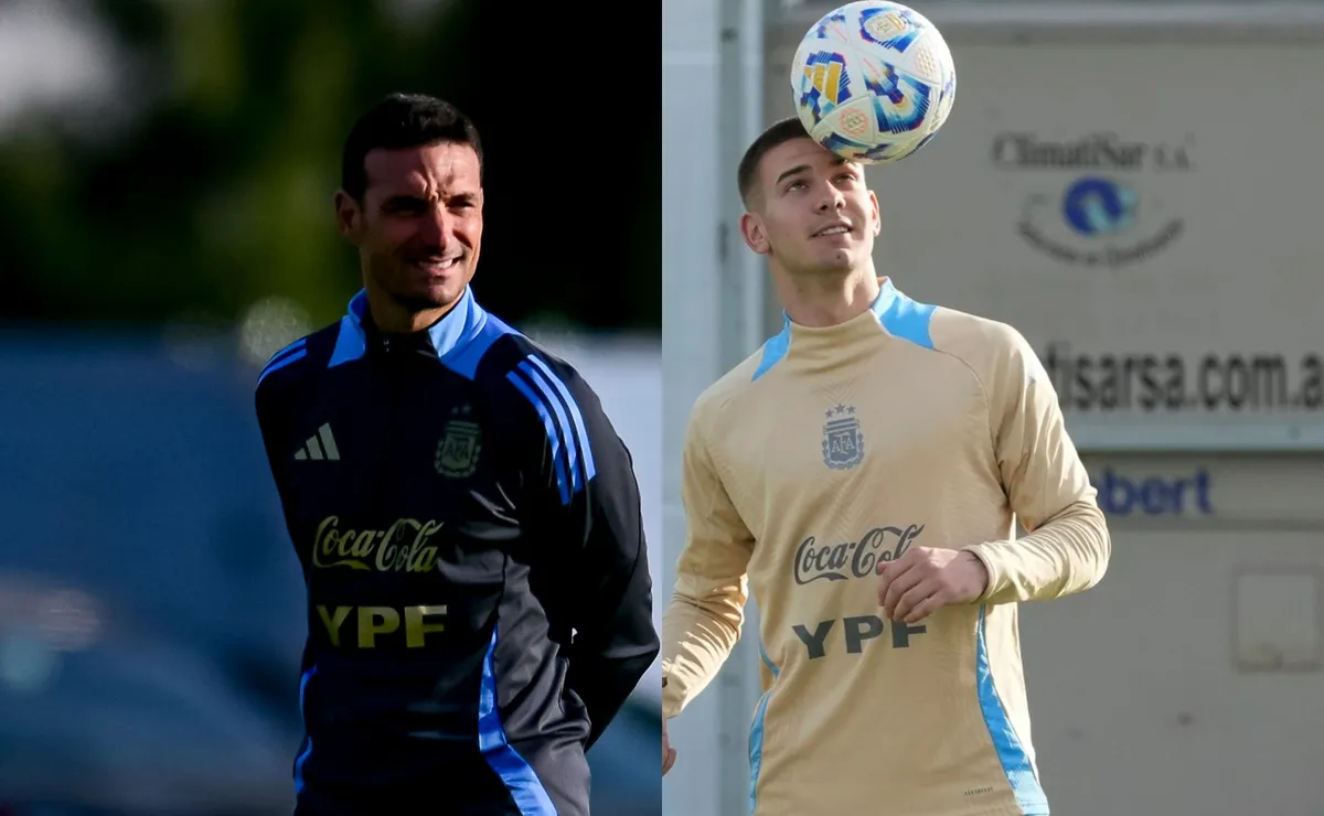 Scaloni habló de Mastantuono en conferencia de prensa.