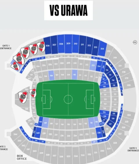 El sector que FIFA le asignó a River para el partido ante Urawa.