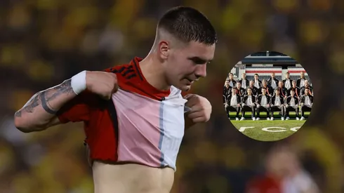 Qué pasó con Mastantuono en la foto grupal.