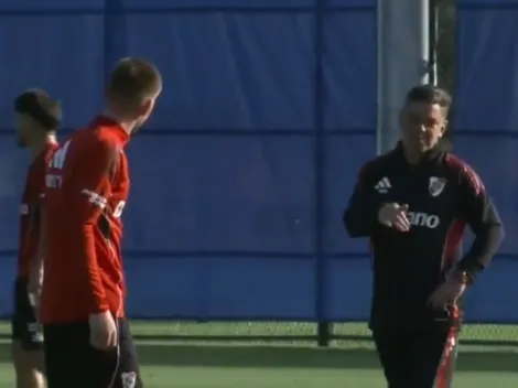 No se vio: la charla de Gallardo con Mastantuono en la práctica de Seattle