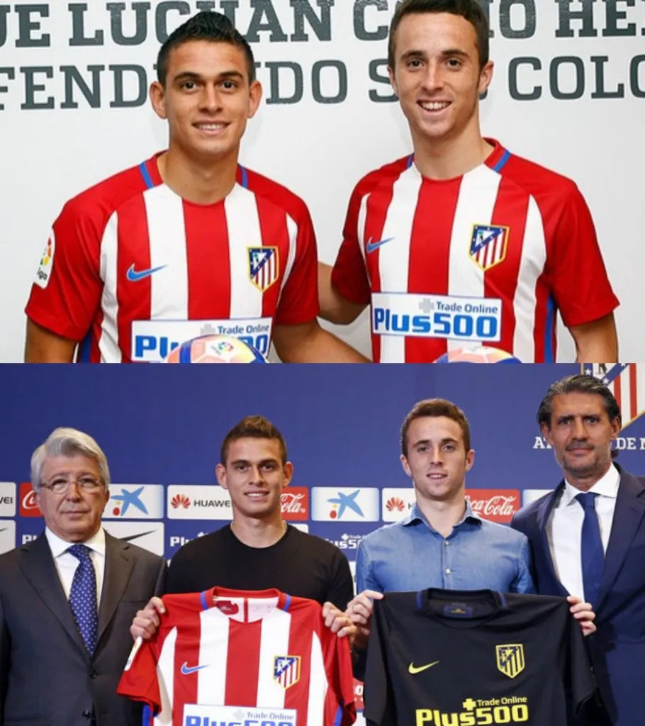 Diogo Jota y Rafel Borré el día que fueron presentados en Atlético Madrid en 2016.