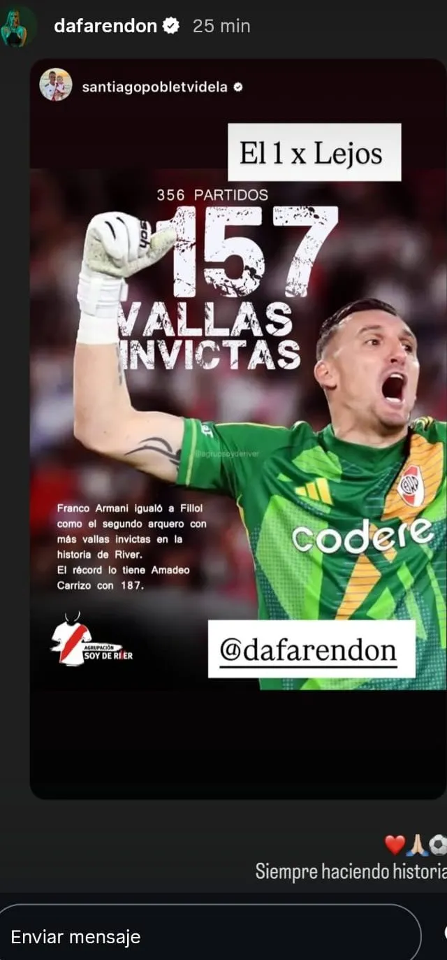 El posteo de la mujer de Franco Armani.