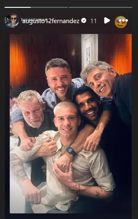 Augusto Fernández con Franco Mastantuono.