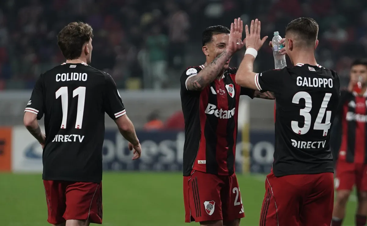 Los jugadores de River Plate, a puro festejo.