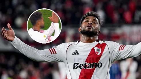 Borja le hizo un particular gesto a los hinchas.