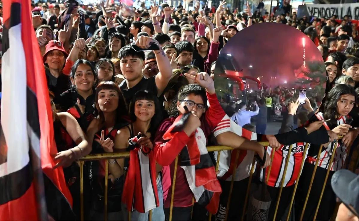 Gran recibimiento de los hinchas en Mendoza.