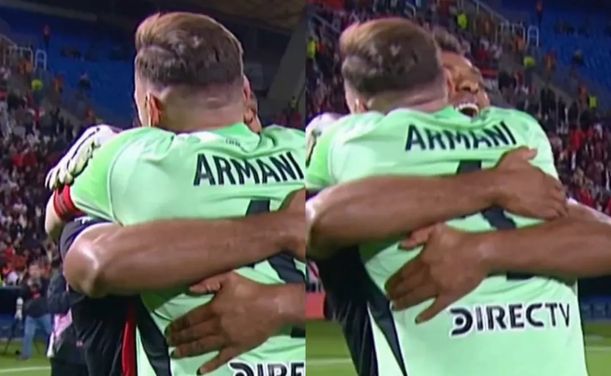 El sentido abrazo entre Borja y Armani.