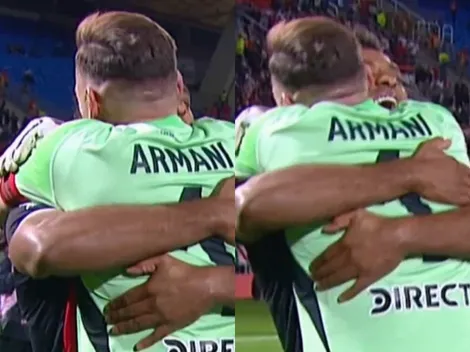 No se vio: el sentido abrazo entre risas que Armani le dio a Borja tras ser héroe vs. Unión