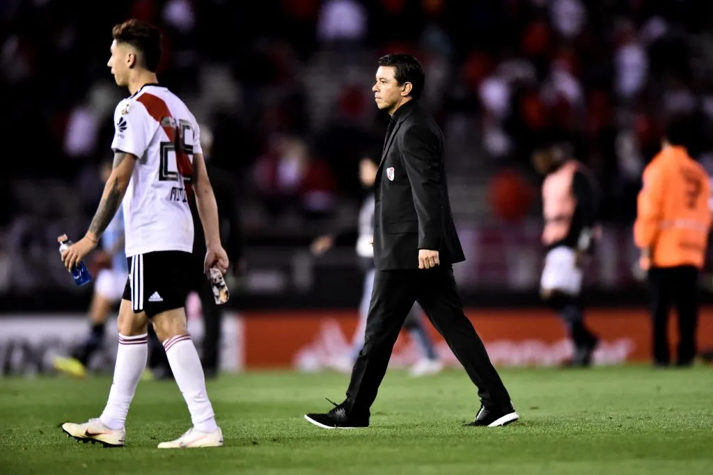 Gallardo durante la ida ante Gremio en 2018. (Getty)