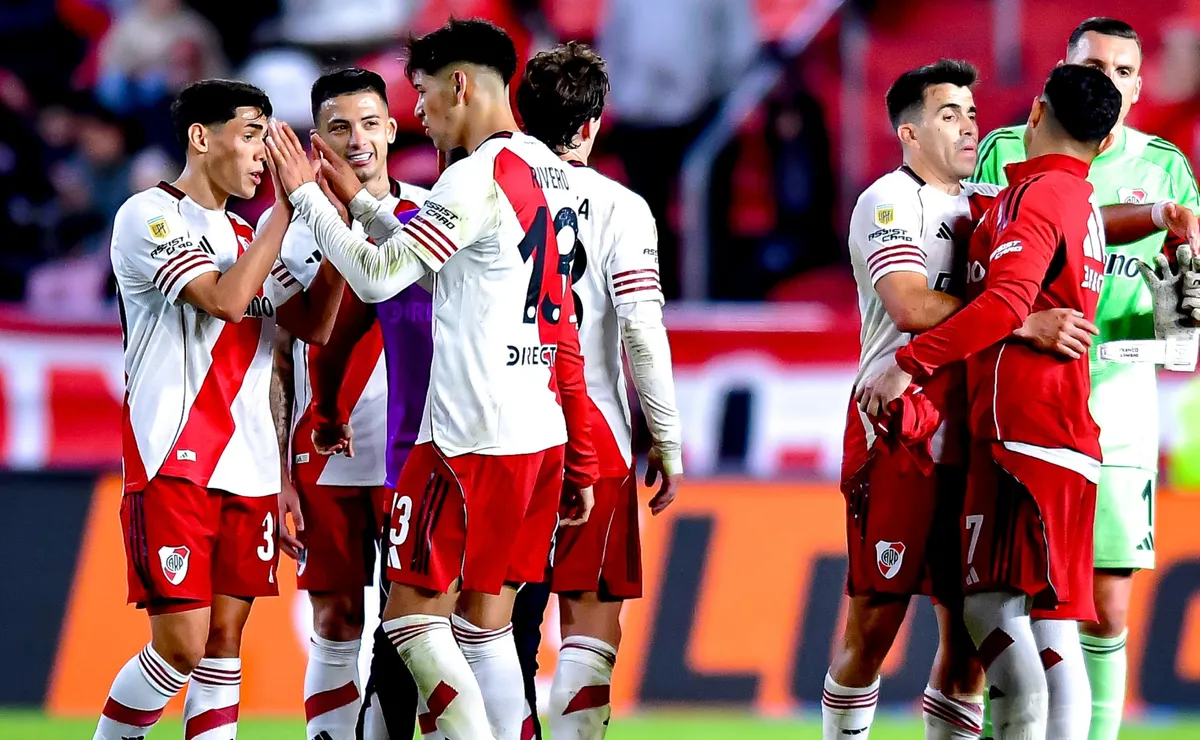 Los jugadores de River Plate, a puro festejo.
