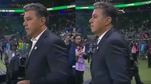 Gallardo salió a observar la entrada en calor.