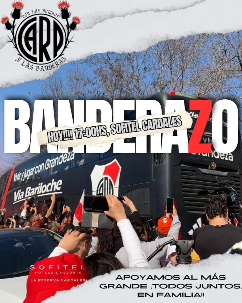 Banderazo de River en Cardales, antes de jugar con Racing.