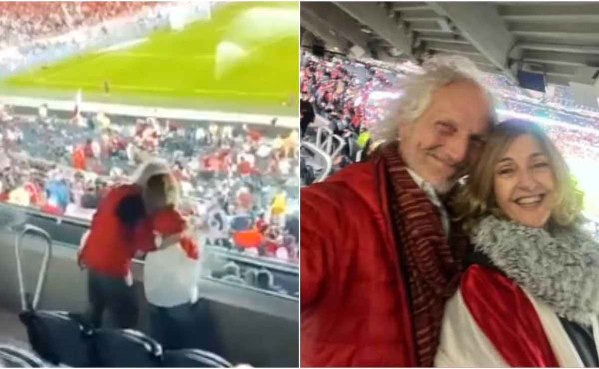 Boy Olmi y Carola Reyna en el estadio Monumental.