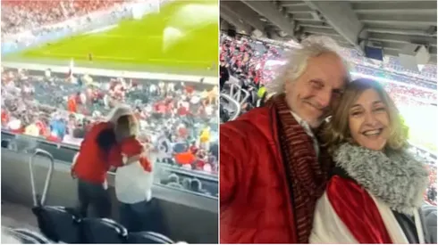 Boy Olmi y Carola Reyna en el estadio Monumental.