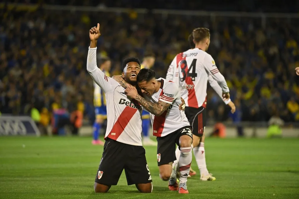Borja alcanzó los 62 goles desde su llegada a River e igualó la marca de Juan Pablo Ángel como el máximo goleador colombiano de la historia millonaria. (Getty Images)
