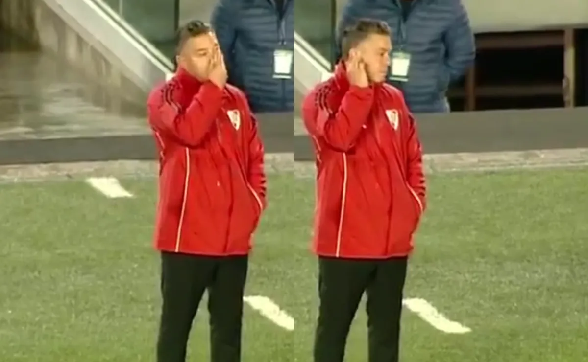 Las reacciones de Gallardo durante River vs. Sarmiento.