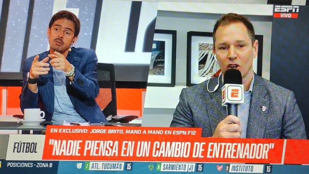 Intenso debate entre Mariano Closs y Jorge Brito, presidente de River (FOTO: Captura ESPN).