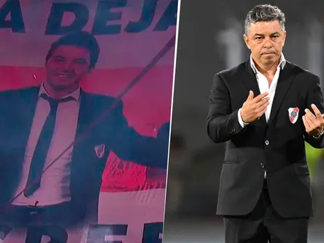 La bandera en respaldo a Gallardo que colgaron Los Borrachos del Tablón