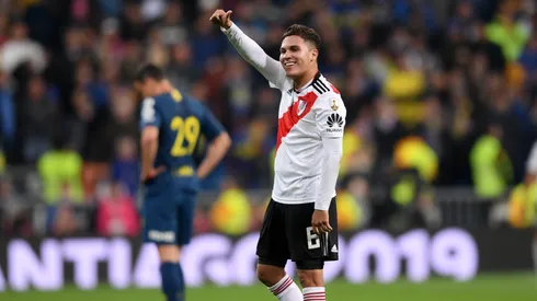 Juan Fernando Quintero, feliz ante Boca.