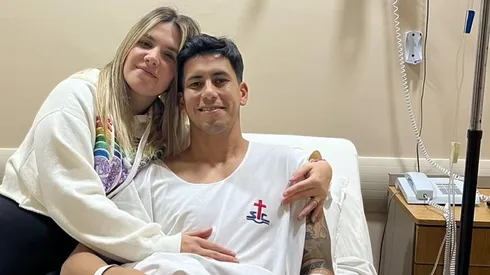 Maxi Meza, junto a su pareja Mel Laspina.