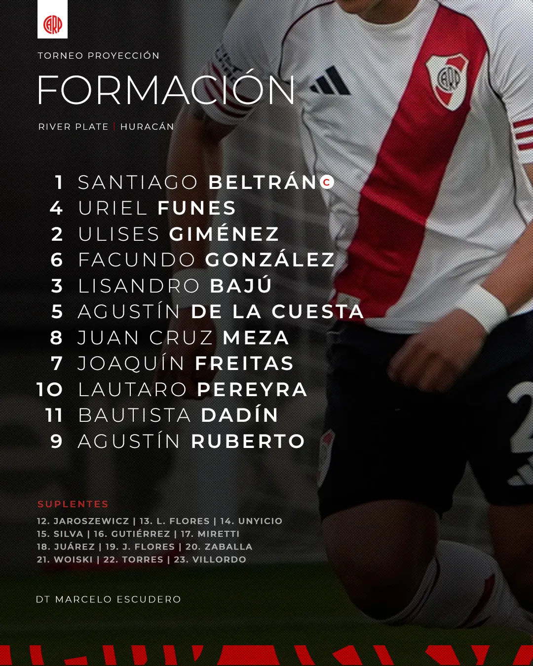 La formación que había sido confirmada por River.