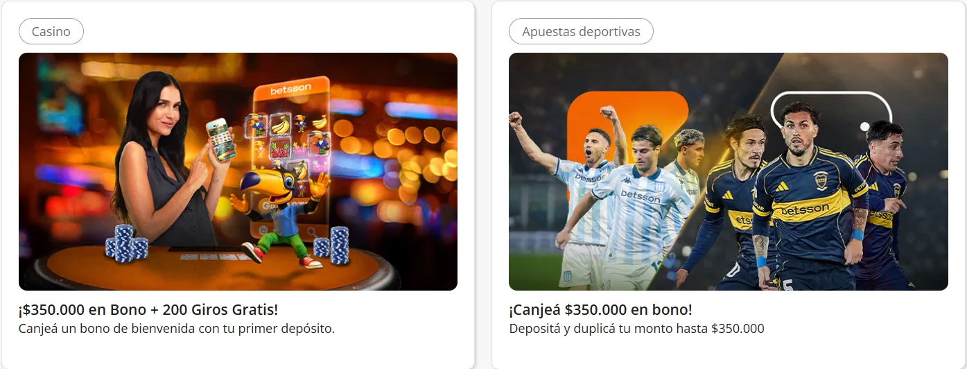 Captura realizada desde la web de Betsson