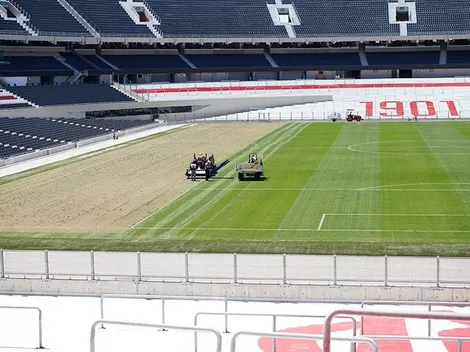 River comenzó con obras de renovación en el campo de juego: así está el cesped del Monumental