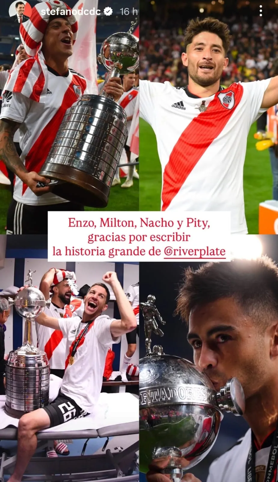 El mensaje de Di Carlo. (Instagram)