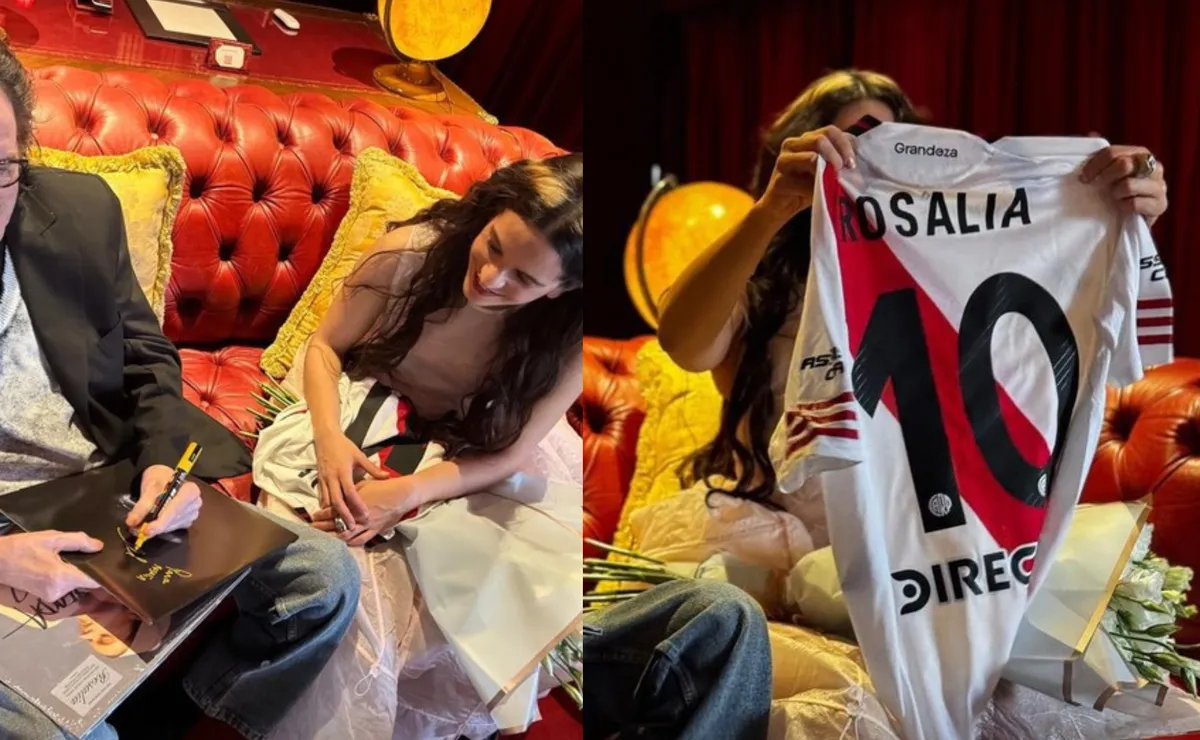 Rosalía recibió una camiseta de River.