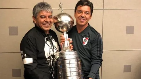 Máximo y Marcelo con el trofeo de la Copa Libertadores 2018.