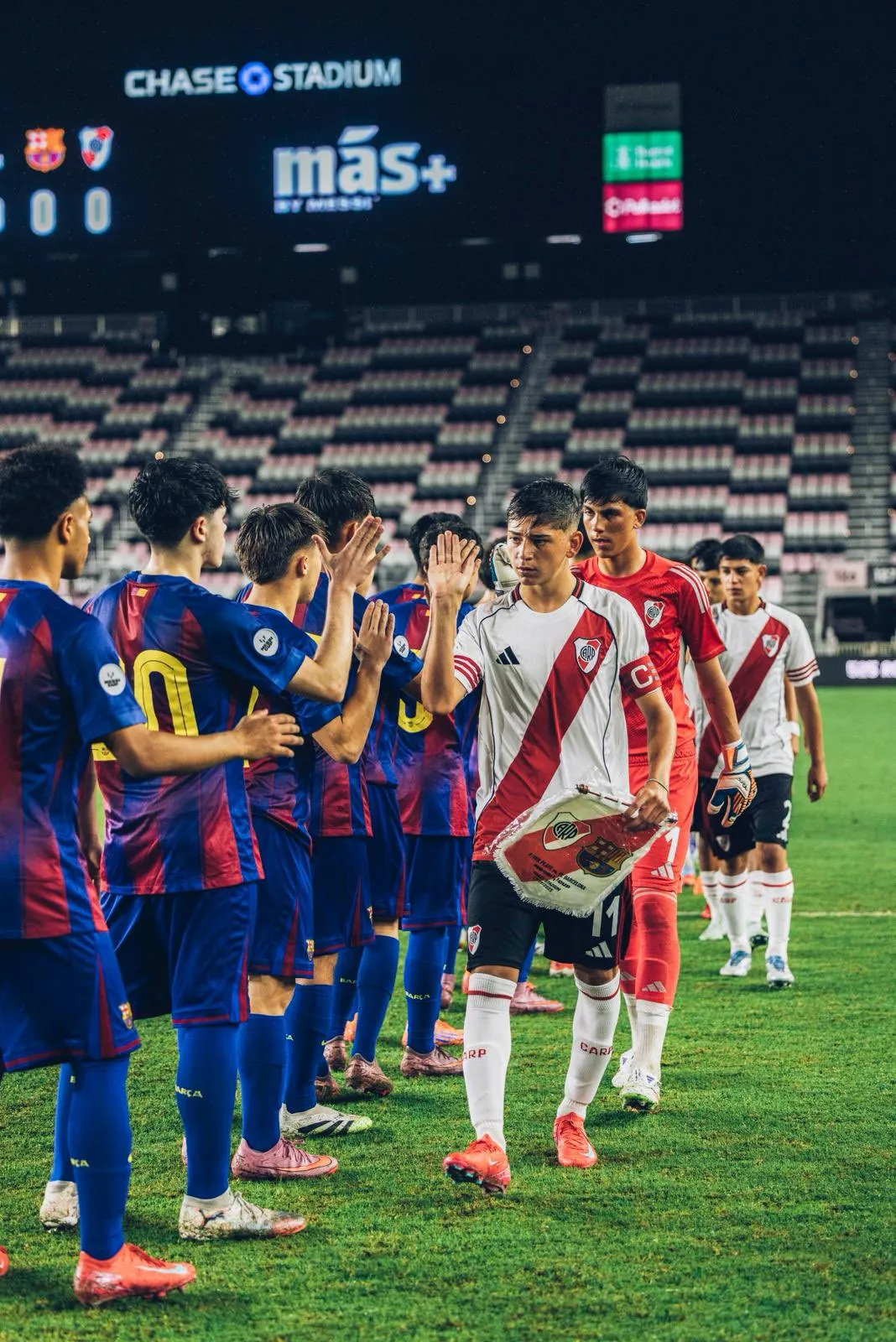 River viene de empatar por 2-2 ante Barcelona en su debut por la Messi Cup. (River Plate oficial)