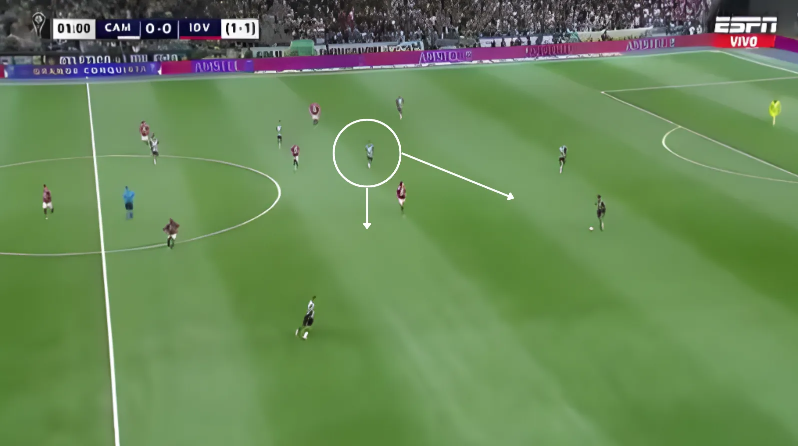 Movimientos de Fausto Vera cuando su equipo tiene la pelota en salida.