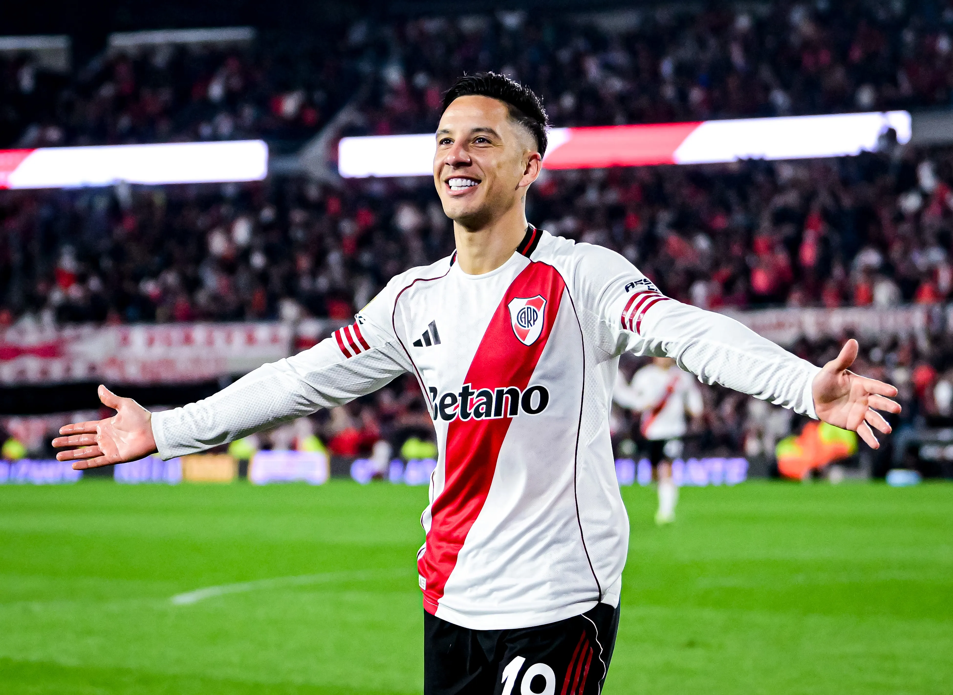 Sebastián Driussi finalizó el 2025 como el goleador de River con 10 tantos en 35 participaciones. (Getty Images)