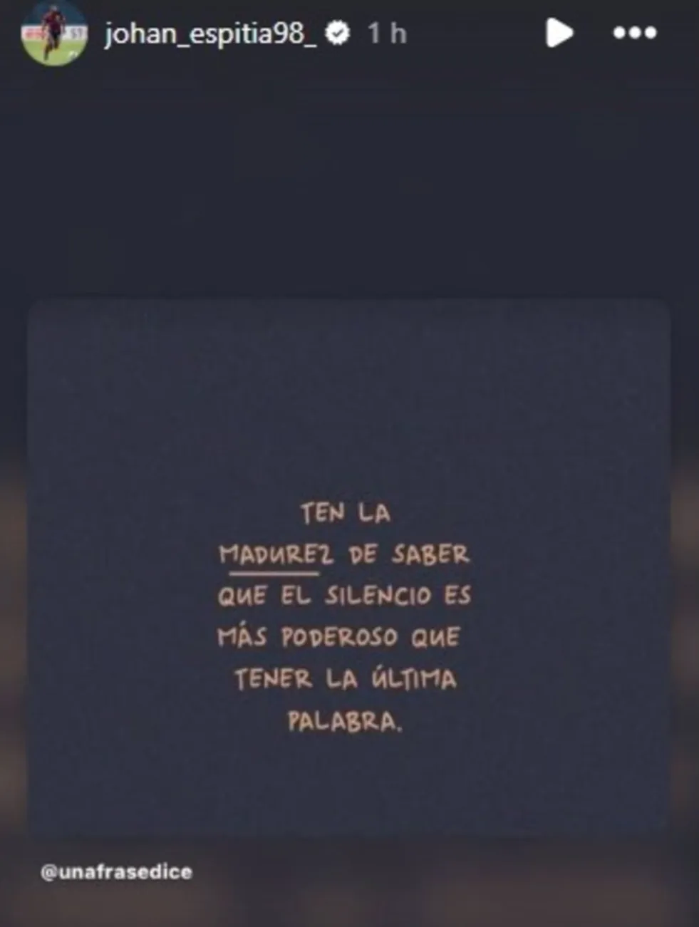 El mensaje que compartió Jhohan Romaña. (Instagram)