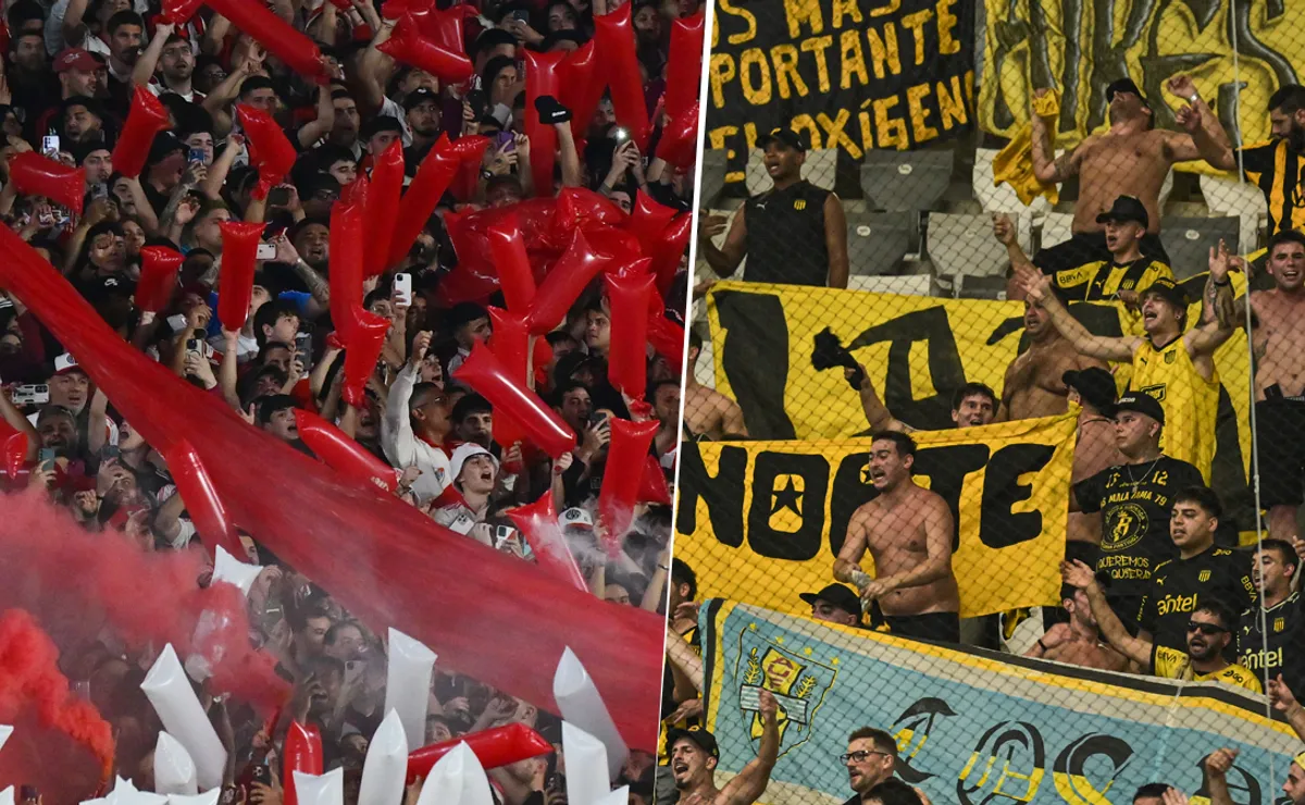 Las hinchadas de River y Peñarol colmaron el estadio Domingo Burgueño.