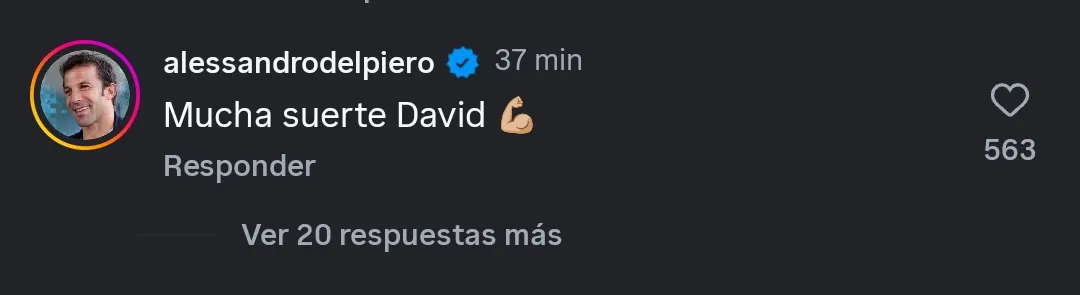 El comentario de Alessandro del Piero a la designación de Trezeguet en River. (Instagram)