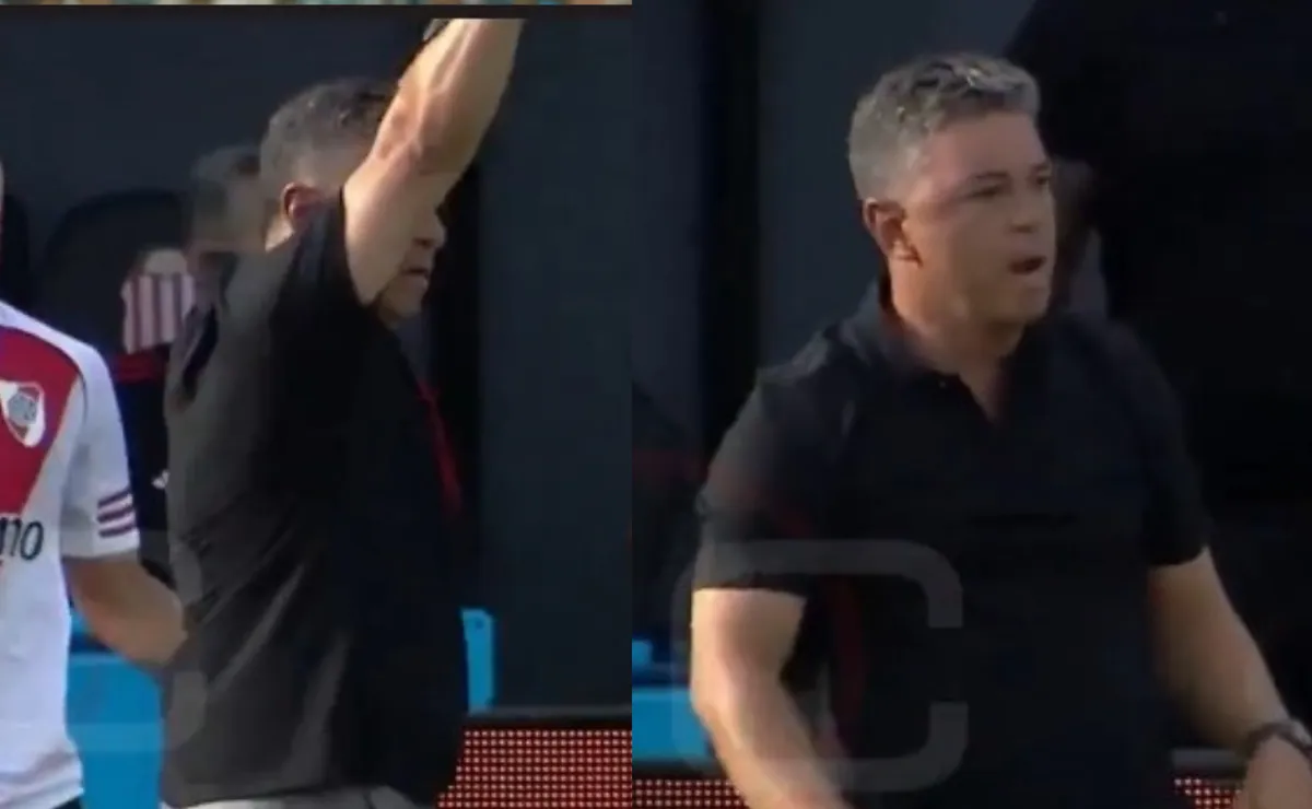 Gallardo se mostró fastidioso con el arbitraje.