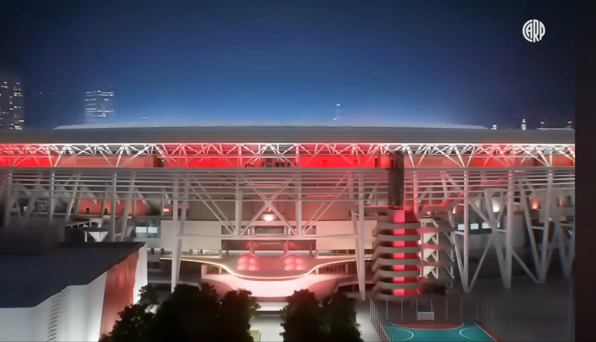 La estructura que sostendrá el techo se ubicará por fuera del Estadio Monumental. (River Plate oficial)