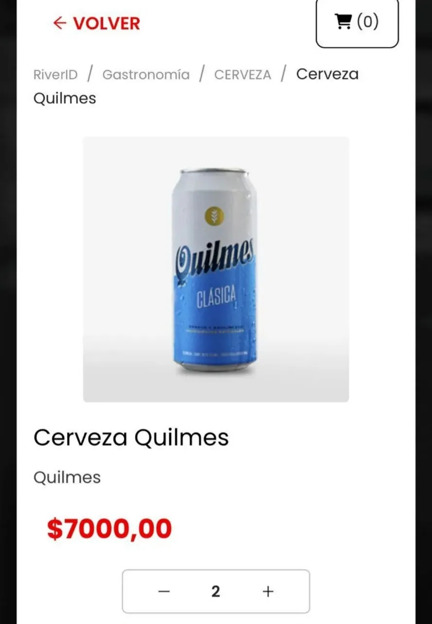 Máximo dos cervezas por persona y se deberán comprar por RiverID.