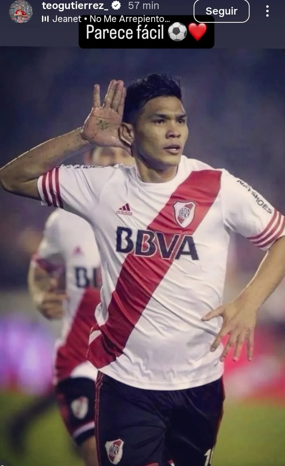 La historia de Teo Gutiérrez en Instagram.