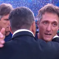 Video: el abrazo y curioso diálogo entre Marcelo Gallardo y Guillermo Barros Schelotto en River vs. Vélez