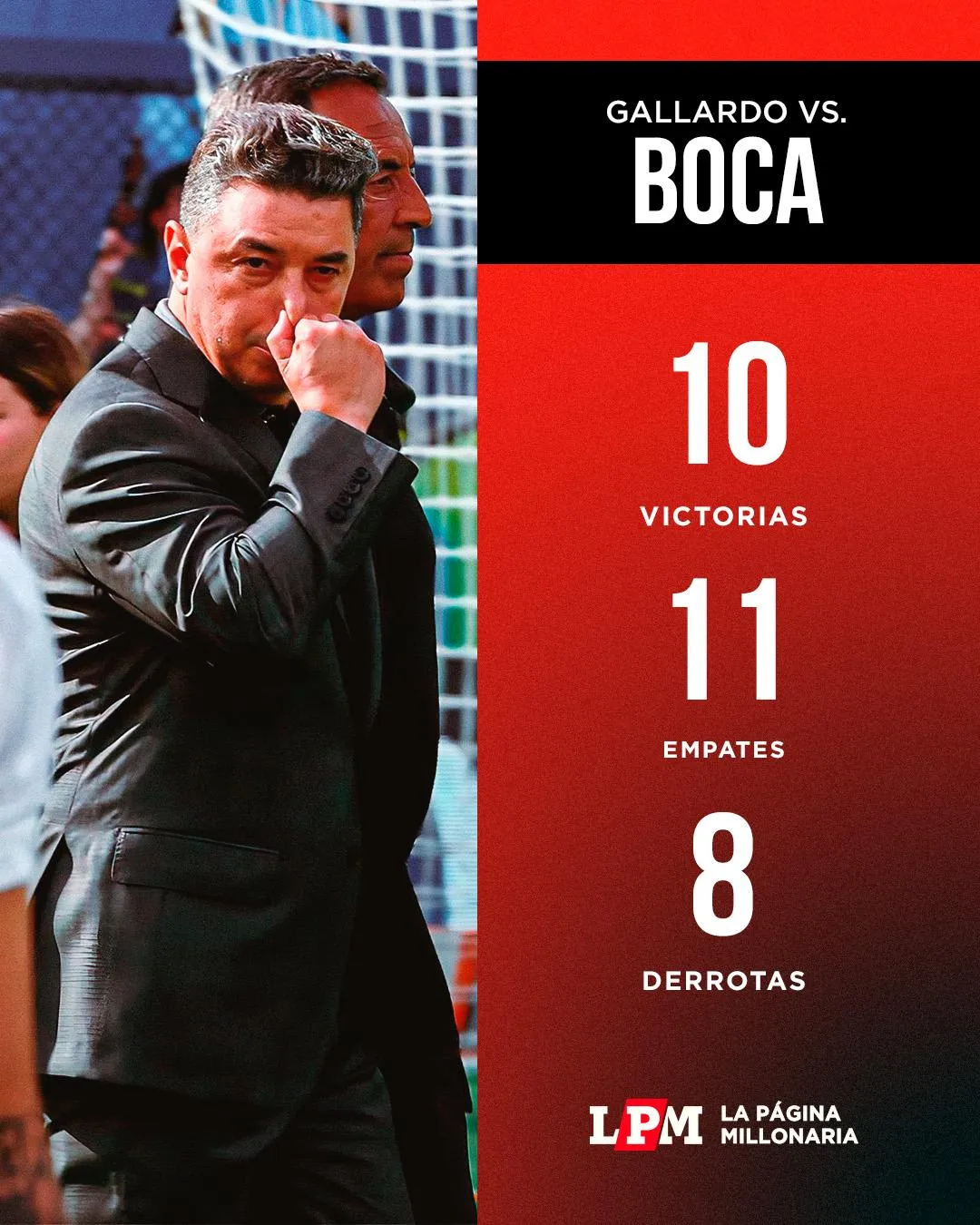 Gallardo se va con historial positivo frente al rival de toda la vida.