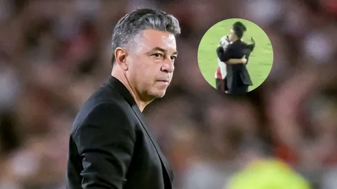 El único jugador que abrazó Gallardo tras el partido.