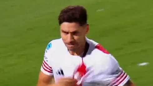 Montiel festejó su gol con mucho enojo.