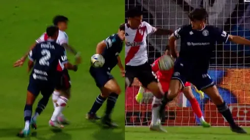 La mano que River reclamó penal vs. Independiente Rivadavia.