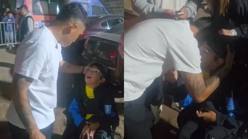 El gesto de Quintero con un hincha en Córdoba.