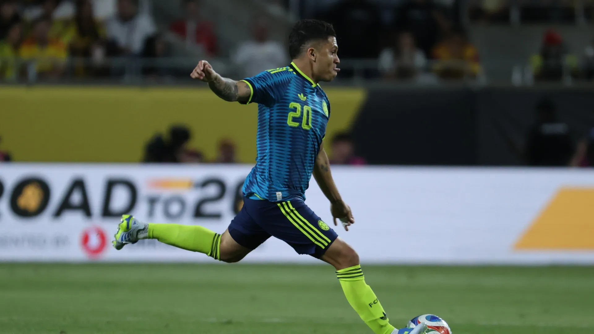 Juanfer Quintero, en acción en Colombia vs. Croacia.