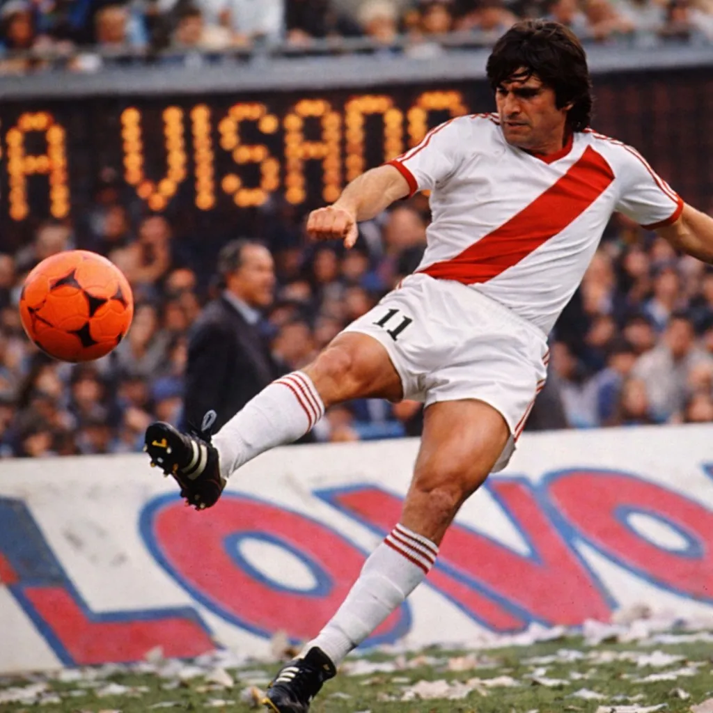 Roque Raúl Alfaro y la pelota naranja con la que River le ganó 2 a 0 a Boca en la Bombonera el 6 de abril de 1986.